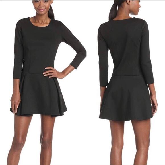 BCBGeneration Black Fit And Flare Drop Waist Long Sleeve Dress Size S - Picture 1 of 6